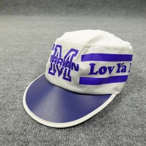Vintage Marian Knights Hat Cap Mens White Purple College Lov Ya Blue 80s